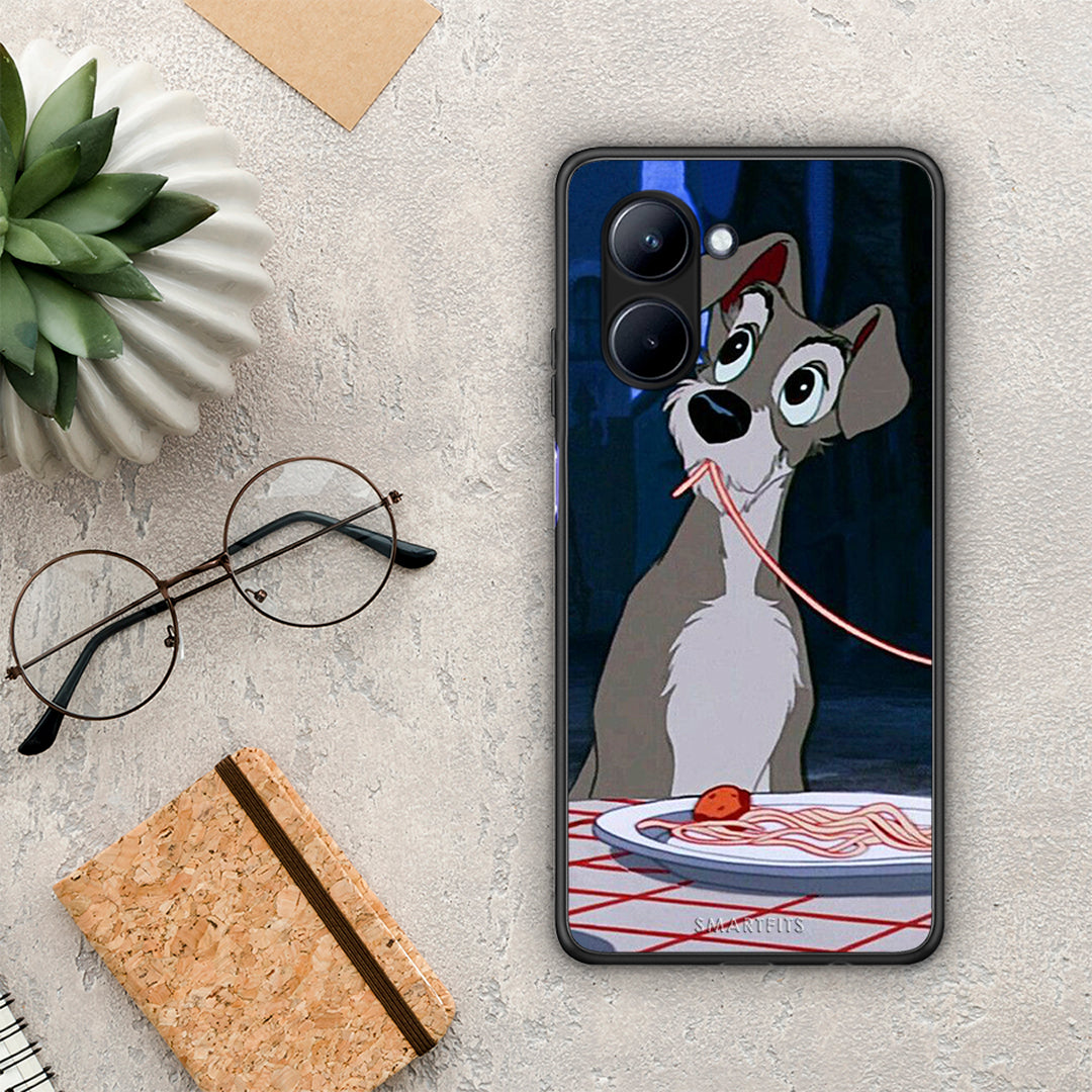 Θήκη Realme C33 Lady And Tramp 1 από τη Smartfits με σχέδιο στο πίσω μέρος και μαύρο περίβλημα | Realme C33 Lady And Tramp 1 Case with Colorful Back and Black Bezels