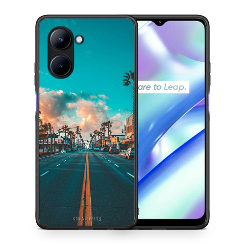 Θήκη Realme C33 Landscape City από τη Smartfits με σχέδιο στο πίσω μέρος και μαύρο περίβλημα | Realme C33 Landscape City Case with Colorful Back and Black Bezels