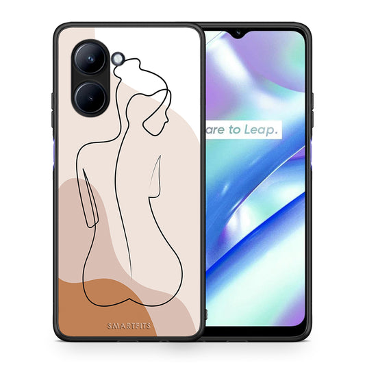 Θήκη Realme C33 LineArt Woman από τη Smartfits με σχέδιο στο πίσω μέρος και μαύρο περίβλημα | Realme C33 LineArt Woman Case with Colorful Back and Black Bezels