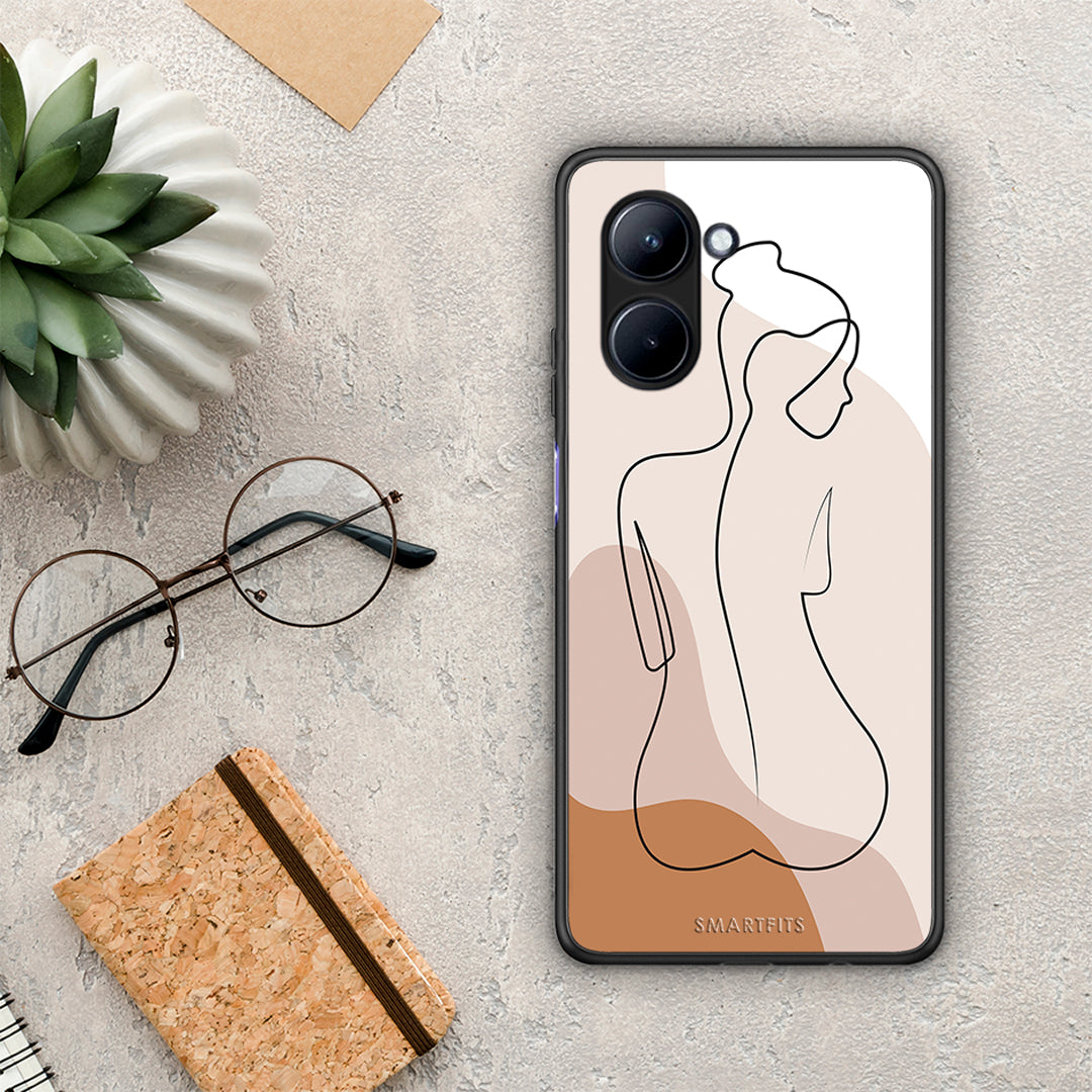 Θήκη Realme C33 LineArt Woman από τη Smartfits με σχέδιο στο πίσω μέρος και μαύρο περίβλημα | Realme C33 LineArt Woman Case with Colorful Back and Black Bezels