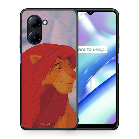 Θήκη Realme C33 Lion Love 1 από τη Smartfits με σχέδιο στο πίσω μέρος και μαύρο περίβλημα | Realme C33 Lion Love 1 Case with Colorful Back and Black Bezels