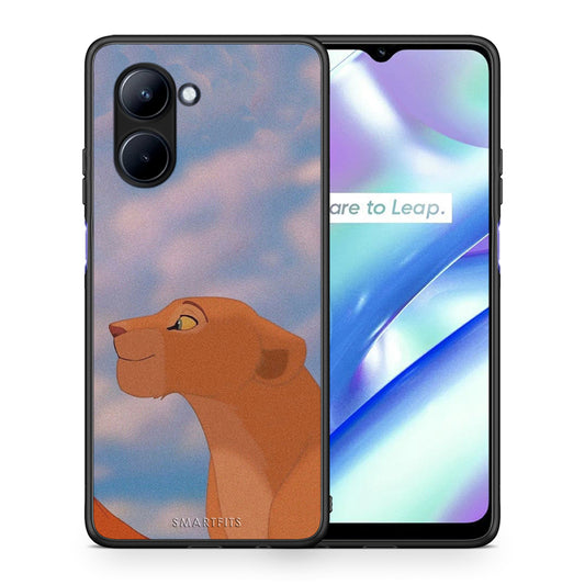 Θήκη Realme C33 Lion Love 2 από τη Smartfits με σχέδιο στο πίσω μέρος και μαύρο περίβλημα | Realme C33 Lion Love 2 Case with Colorful Back and Black Bezels