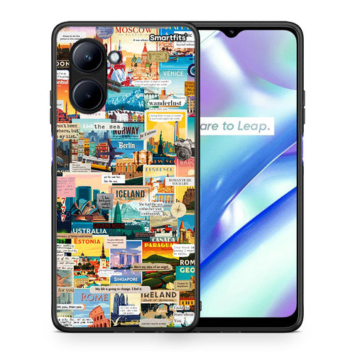 Θήκη Realme C33 Live To Travel από τη Smartfits με σχέδιο στο πίσω μέρος και μαύρο περίβλημα | Realme C33 Live To Travel Case with Colorful Back and Black Bezels
