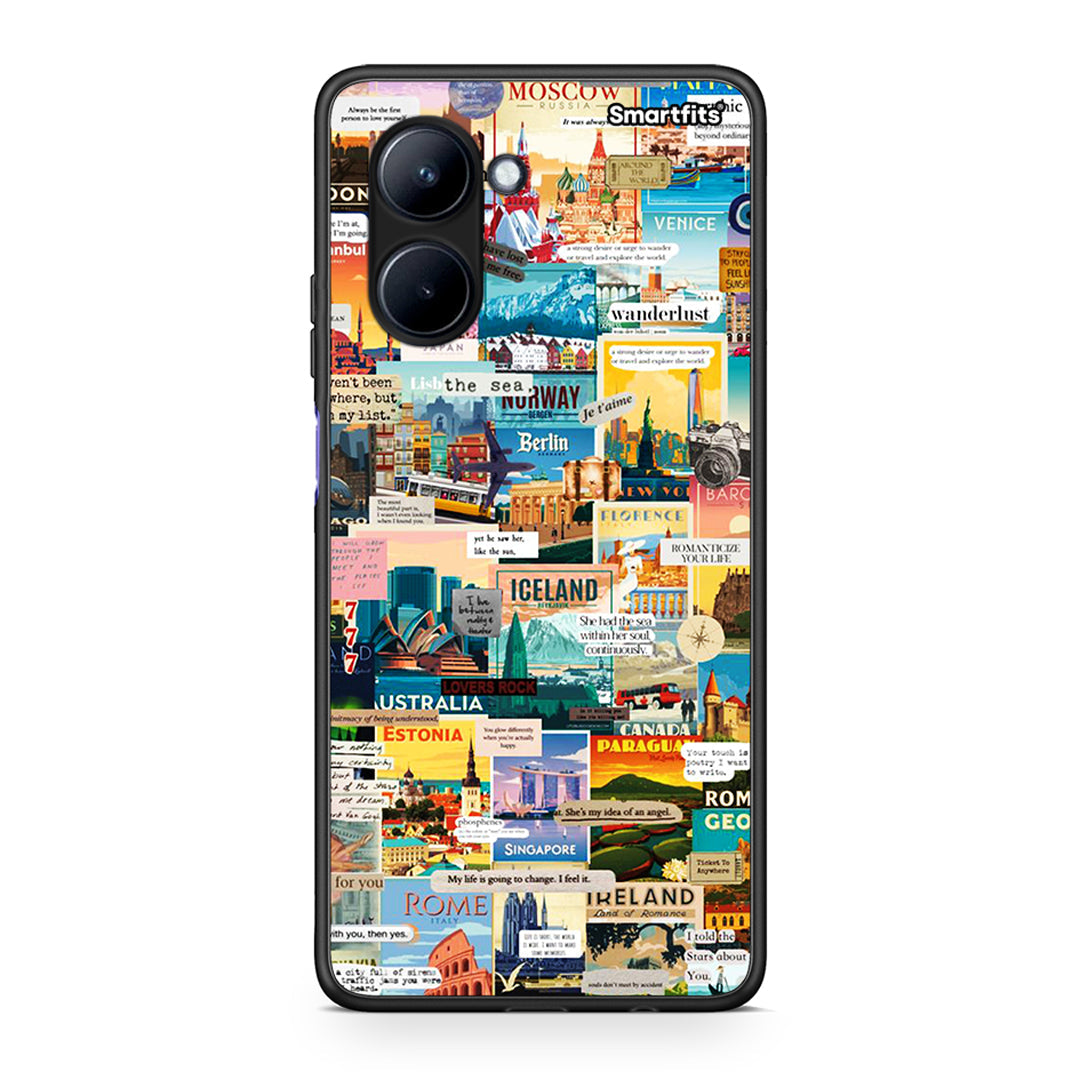 Θήκη Realme C33 Live To Travel από τη Smartfits με σχέδιο στο πίσω μέρος και μαύρο περίβλημα | Realme C33 Live To Travel Case with Colorful Back and Black Bezels