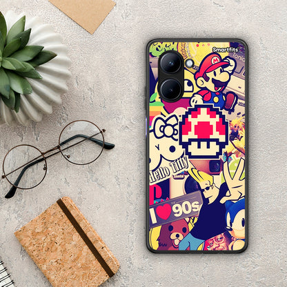 Θήκη Realme C33 Love The 90s από τη Smartfits με σχέδιο στο πίσω μέρος και μαύρο περίβλημα | Realme C33 Love The 90s Case with Colorful Back and Black Bezels