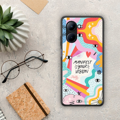 Θήκη Realme C33 Manifest Your Vision από τη Smartfits με σχέδιο στο πίσω μέρος και μαύρο περίβλημα | Realme C33 Manifest Your Vision Case with Colorful Back and Black Bezels