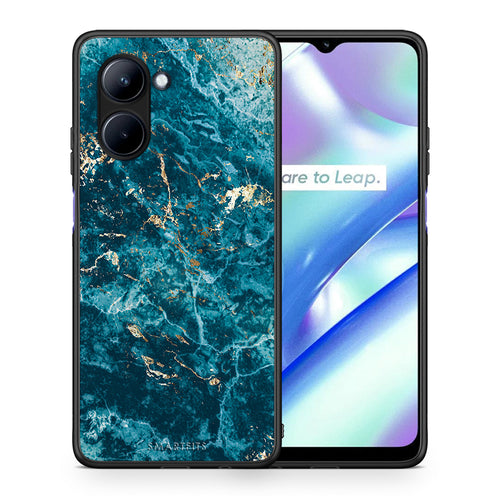 Θήκη Realme C33 Marble Blue από τη Smartfits με σχέδιο στο πίσω μέρος και μαύρο περίβλημα | Realme C33 Marble Blue Case with Colorful Back and Black Bezels