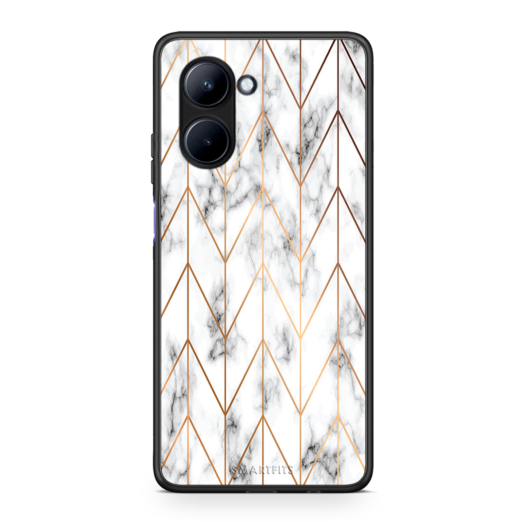 Θήκη Realme C33 Marble Gold Geometric από τη Smartfits με σχέδιο στο πίσω μέρος και μαύρο περίβλημα | Realme C33 Marble Gold Geometric Case with Colorful Back and Black Bezels