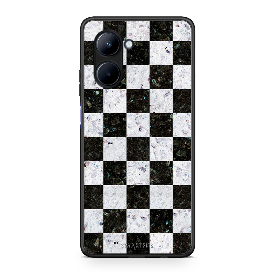 Θήκη Realme C33 Marble Square Geometric από τη Smartfits με σχέδιο στο πίσω μέρος και μαύρο περίβλημα | Realme C33 Marble Square Geometric Case with Colorful Back and Black Bezels