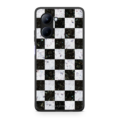 Θήκη Realme C33 Marble Square Geometric από τη Smartfits με σχέδιο στο πίσω μέρος και μαύρο περίβλημα | Realme C33 Marble Square Geometric Case with Colorful Back and Black Bezels