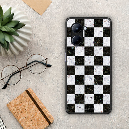 Θήκη Realme C33 Marble Square Geometric από τη Smartfits με σχέδιο στο πίσω μέρος και μαύρο περίβλημα | Realme C33 Marble Square Geometric Case with Colorful Back and Black Bezels