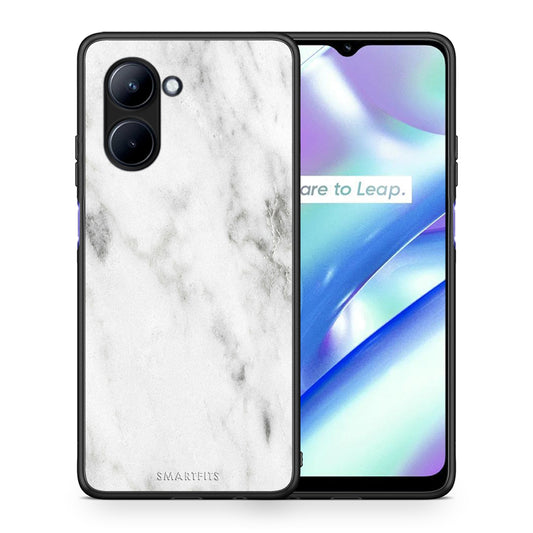 Θήκη Realme C33 Marble White από τη Smartfits με σχέδιο στο πίσω μέρος και μαύρο περίβλημα | Realme C33 Marble White Case with Colorful Back and Black Bezels