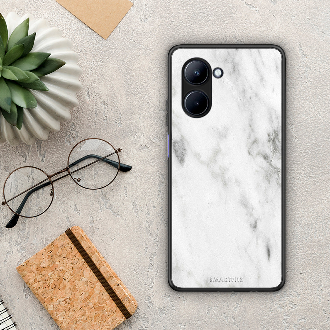Θήκη Realme C33 Marble White από τη Smartfits με σχέδιο στο πίσω μέρος και μαύρο περίβλημα | Realme C33 Marble White Case with Colorful Back and Black Bezels