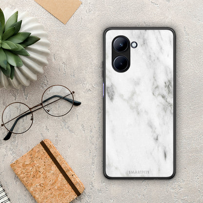 Θήκη Realme C33 Marble White από τη Smartfits με σχέδιο στο πίσω μέρος και μαύρο περίβλημα | Realme C33 Marble White Case with Colorful Back and Black Bezels