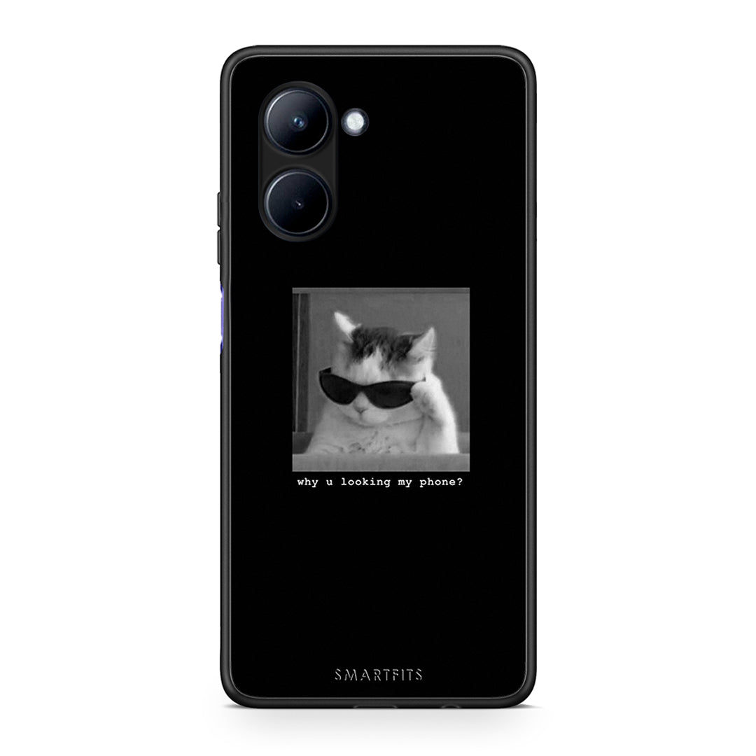 Θήκη Realme C33 Meme Cat από τη Smartfits με σχέδιο στο πίσω μέρος και μαύρο περίβλημα | Realme C33 Meme Cat Case with Colorful Back and Black Bezels