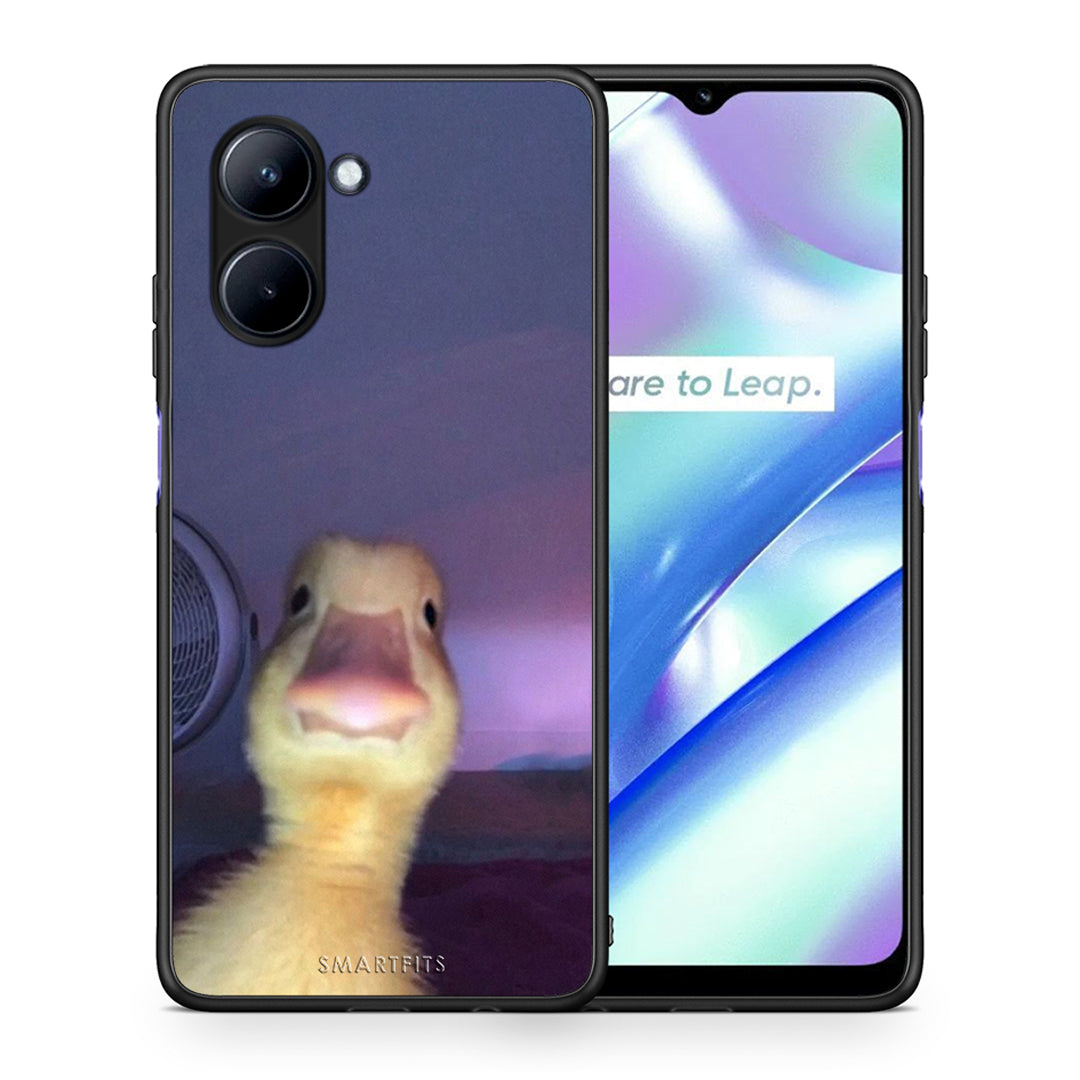 Θήκη Realme C33 Meme Duck από τη Smartfits με σχέδιο στο πίσω μέρος και μαύρο περίβλημα | Realme C33 Meme Duck Case with Colorful Back and Black Bezels