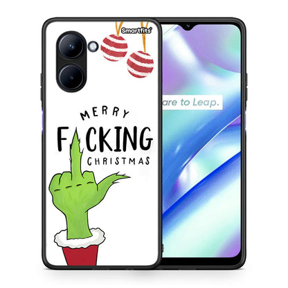 Θήκη Realme C33 Merry F Xmas από τη Smartfits με σχέδιο στο πίσω μέρος και μαύρο περίβλημα | Realme C33 Merry F Xmas Case with Colorful Back and Black Bezels