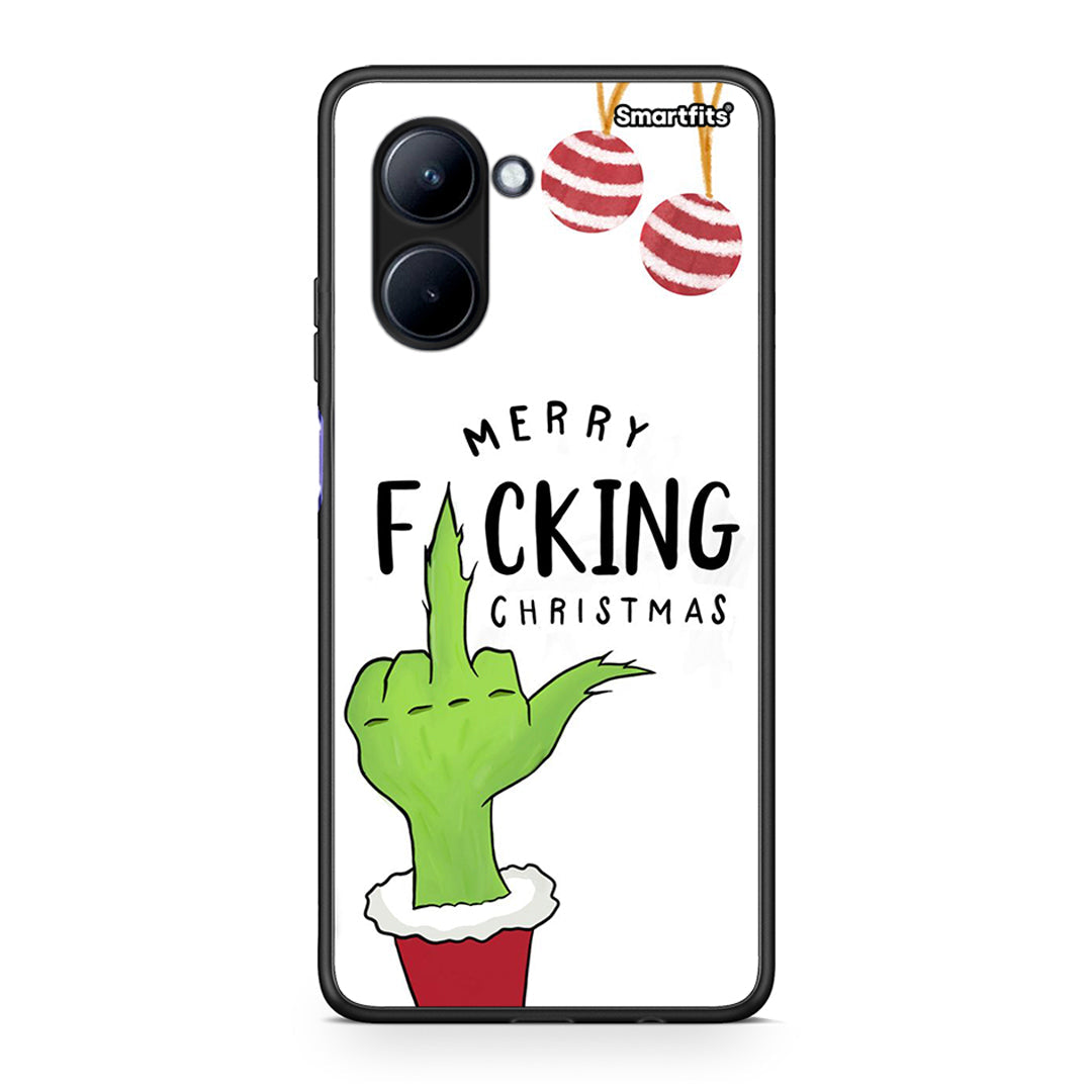 Θήκη Realme C33 Merry F Xmas από τη Smartfits με σχέδιο στο πίσω μέρος και μαύρο περίβλημα | Realme C33 Merry F Xmas Case with Colorful Back and Black Bezels
