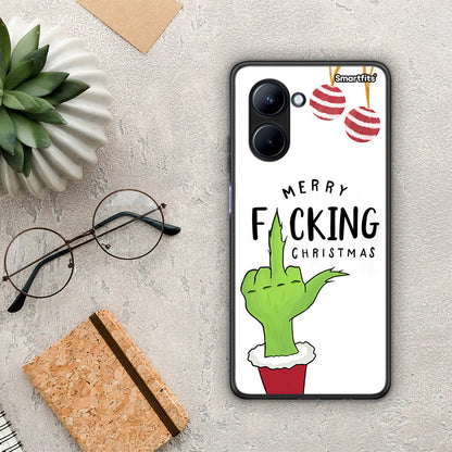 Θήκη Realme C33 Merry F Xmas από τη Smartfits με σχέδιο στο πίσω μέρος και μαύρο περίβλημα | Realme C33 Merry F Xmas Case with Colorful Back and Black Bezels