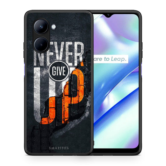 Θήκη Realme C33 Never Give Up από τη Smartfits με σχέδιο στο πίσω μέρος και μαύρο περίβλημα | Realme C33 Never Give Up Case with Colorful Back and Black Bezels