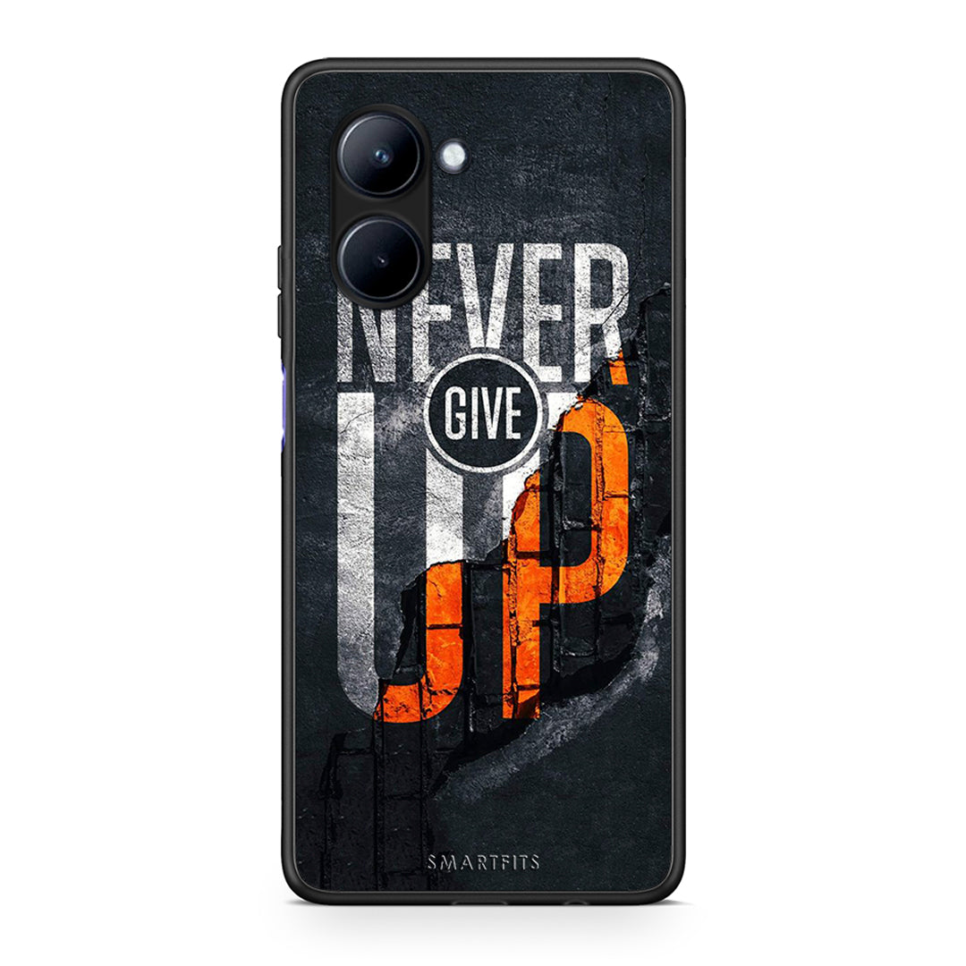 Θήκη Realme C33 Never Give Up από τη Smartfits με σχέδιο στο πίσω μέρος και μαύρο περίβλημα | Realme C33 Never Give Up Case with Colorful Back and Black Bezels