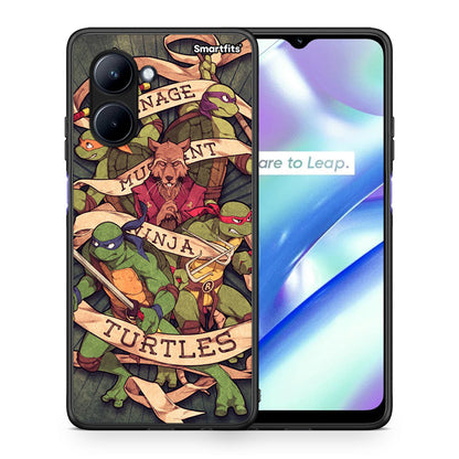 Θήκη Realme C33 Ninja Turtles από τη Smartfits με σχέδιο στο πίσω μέρος και μαύρο περίβλημα | Realme C33 Ninja Turtles Case with Colorful Back and Black Bezels