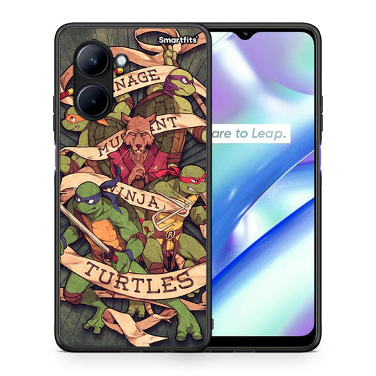 Θήκη Realme C33 Ninja Turtles από τη Smartfits με σχέδιο στο πίσω μέρος και μαύρο περίβλημα | Realme C33 Ninja Turtles Case with Colorful Back and Black Bezels