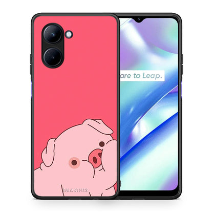 Θήκη Realme C33 Pig Love 1 από τη Smartfits με σχέδιο στο πίσω μέρος και μαύρο περίβλημα | Realme C33 Pig Love 1 Case with Colorful Back and Black Bezels