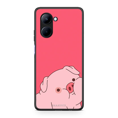 Θήκη Realme C33 Pig Love 1 από τη Smartfits με σχέδιο στο πίσω μέρος και μαύρο περίβλημα | Realme C33 Pig Love 1 Case with Colorful Back and Black Bezels