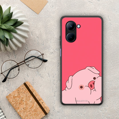 Θήκη Realme C33 Pig Love 1 από τη Smartfits με σχέδιο στο πίσω μέρος και μαύρο περίβλημα | Realme C33 Pig Love 1 Case with Colorful Back and Black Bezels