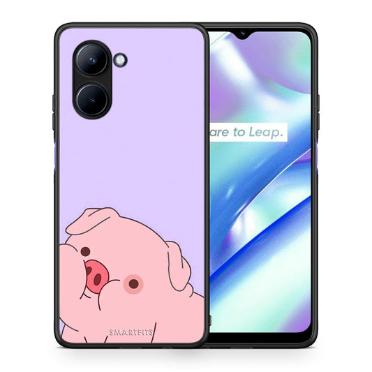 Θήκη Realme C33 Pig Love 2 από τη Smartfits με σχέδιο στο πίσω μέρος και μαύρο περίβλημα | Realme C33 Pig Love 2 Case with Colorful Back and Black Bezels
