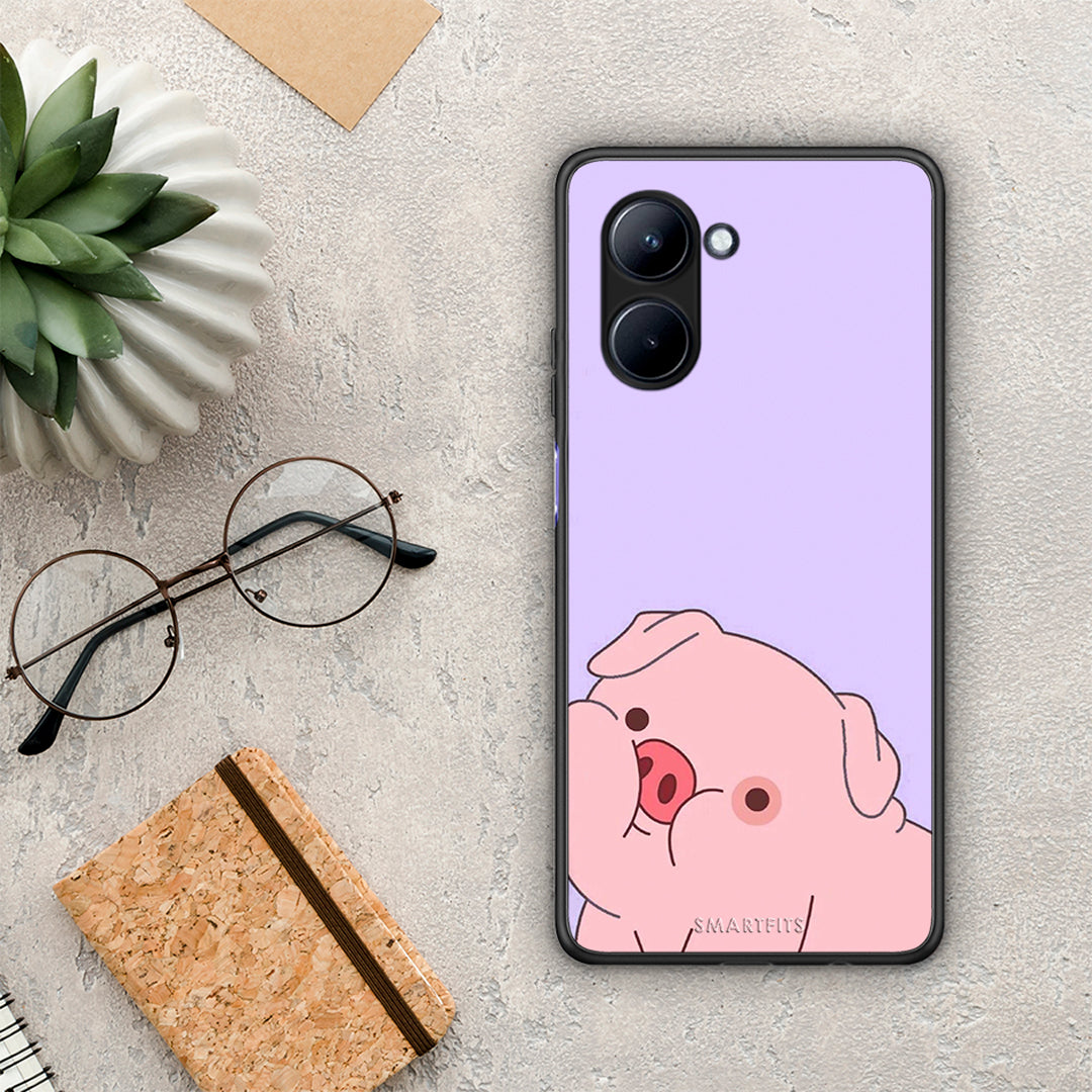 Θήκη Realme C33 Pig Love 2 από τη Smartfits με σχέδιο στο πίσω μέρος και μαύρο περίβλημα | Realme C33 Pig Love 2 Case with Colorful Back and Black Bezels