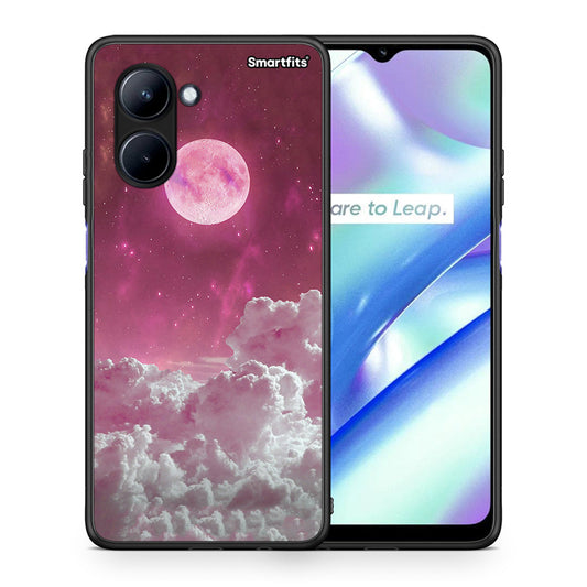 Θήκη Realme C33 Pink Moon από τη Smartfits με σχέδιο στο πίσω μέρος και μαύρο περίβλημα | Realme C33 Pink Moon Case with Colorful Back and Black Bezels
