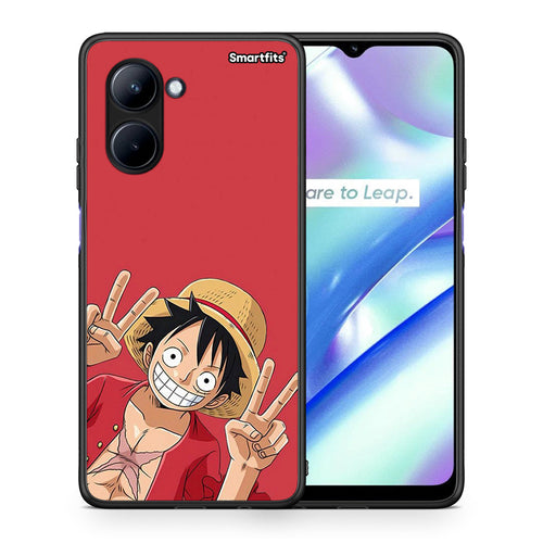 Θήκη Realme C33 Pirate Luffy από τη Smartfits με σχέδιο στο πίσω μέρος και μαύρο περίβλημα | Realme C33 Pirate Luffy Case with Colorful Back and Black Bezels