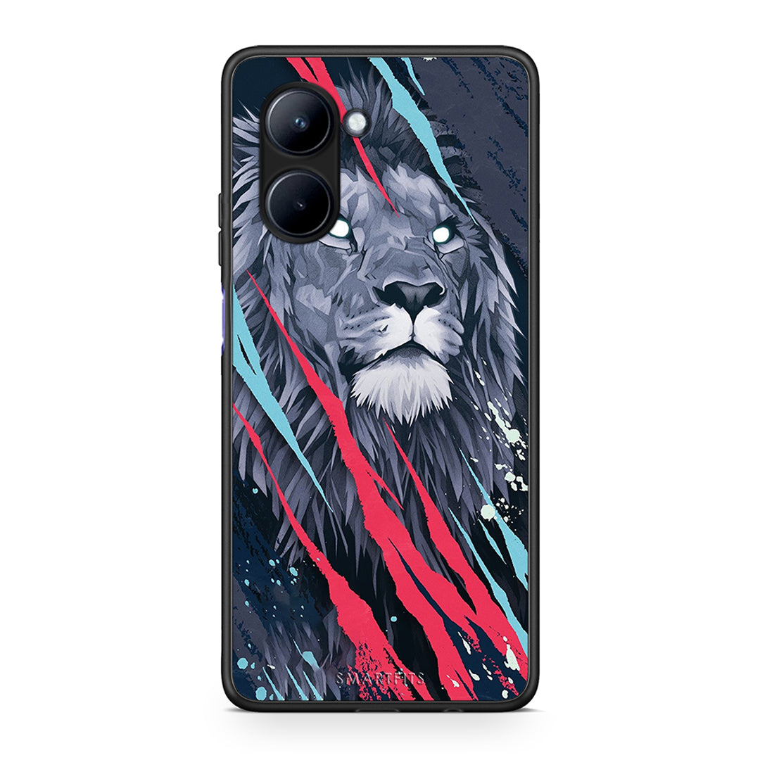Θήκη Realme C33 PopArt Lion Designer από τη Smartfits με σχέδιο στο πίσω μέρος και μαύρο περίβλημα | Realme C33 PopArt Lion Designer Case with Colorful Back and Black Bezels
