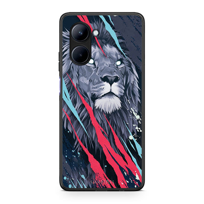 Θήκη Realme C33 PopArt Lion Designer από τη Smartfits με σχέδιο στο πίσω μέρος και μαύρο περίβλημα | Realme C33 PopArt Lion Designer Case with Colorful Back and Black Bezels