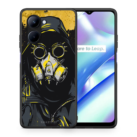 Θήκη Realme C33 PopArt Mask από τη Smartfits με σχέδιο στο πίσω μέρος και μαύρο περίβλημα | Realme C33 PopArt Mask Case with Colorful Back and Black Bezels