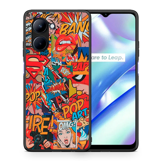 Θήκη Realme C33 PopArt OMG από τη Smartfits με σχέδιο στο πίσω μέρος και μαύρο περίβλημα | Realme C33 PopArt OMG Case with Colorful Back and Black Bezels