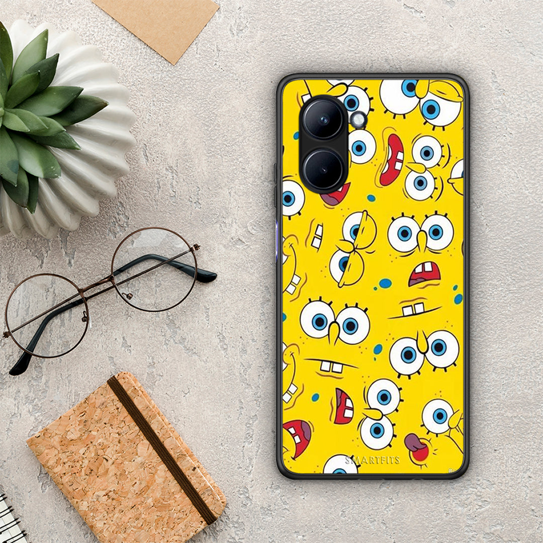 Θήκη Realme C33 PopArt Sponge από τη Smartfits με σχέδιο στο πίσω μέρος και μαύρο περίβλημα | Realme C33 PopArt Sponge Case with Colorful Back and Black Bezels