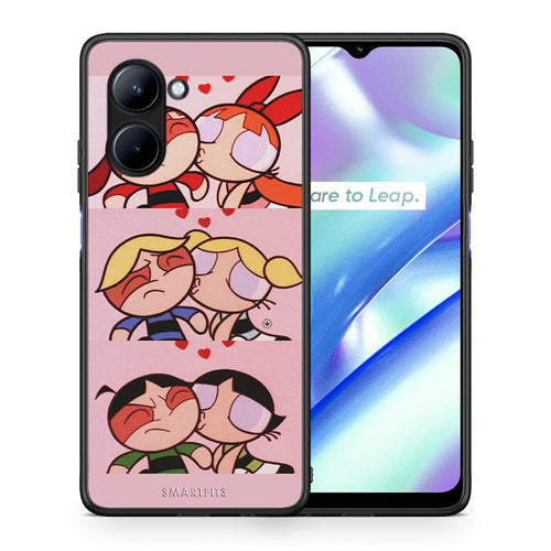 Θήκη Realme C33 Puff Love από τη Smartfits με σχέδιο στο πίσω μέρος και μαύρο περίβλημα | Realme C33 Puff Love Case with Colorful Back and Black Bezels