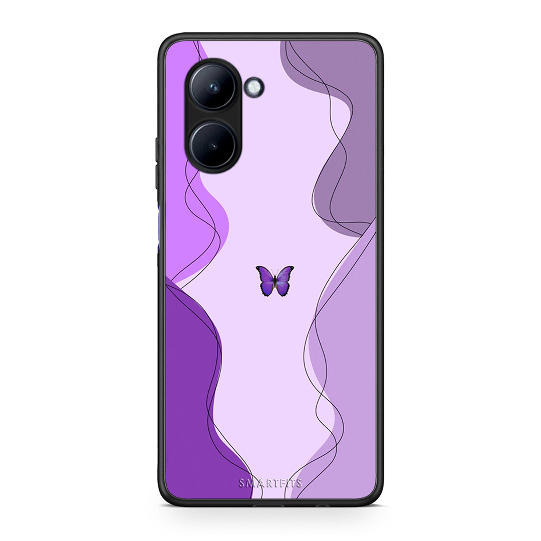 Θήκη Realme C33 Purple Mariposa από τη Smartfits με σχέδιο στο πίσω μέρος και μαύρο περίβλημα | Realme C33 Purple Mariposa Case with Colorful Back and Black Bezels
