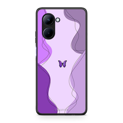 Θήκη Realme C33 Purple Mariposa από τη Smartfits με σχέδιο στο πίσω μέρος και μαύρο περίβλημα | Realme C33 Purple Mariposa Case with Colorful Back and Black Bezels