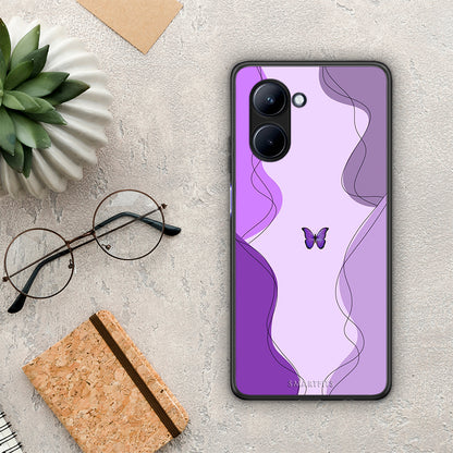 Θήκη Realme C33 Purple Mariposa από τη Smartfits με σχέδιο στο πίσω μέρος και μαύρο περίβλημα | Realme C33 Purple Mariposa Case with Colorful Back and Black Bezels