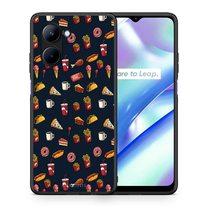 Θήκη Realme C33 Random Hungry από τη Smartfits με σχέδιο στο πίσω μέρος και μαύρο περίβλημα | Realme C33 Random Hungry Case with Colorful Back and Black Bezels