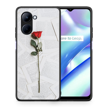 Θήκη Realme C33 Red Rose από τη Smartfits με σχέδιο στο πίσω μέρος και μαύρο περίβλημα | Realme C33 Red Rose Case with Colorful Back and Black Bezels