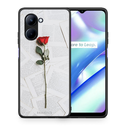 Θήκη Realme C33 Red Rose από τη Smartfits με σχέδιο στο πίσω μέρος και μαύρο περίβλημα | Realme C33 Red Rose Case with Colorful Back and Black Bezels