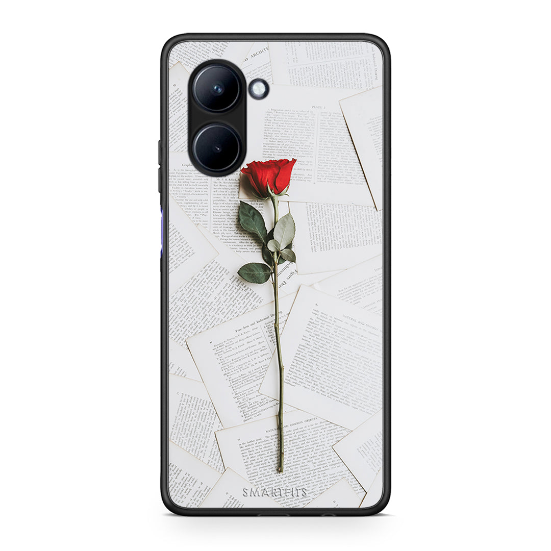 Θήκη Realme C33 Red Rose από τη Smartfits με σχέδιο στο πίσω μέρος και μαύρο περίβλημα | Realme C33 Red Rose Case with Colorful Back and Black Bezels