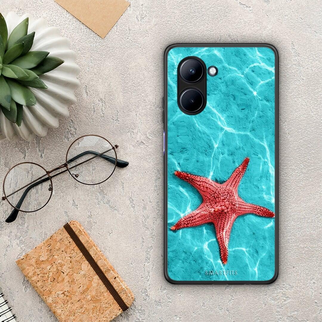 Θήκη Realme C33 Red Starfish από τη Smartfits με σχέδιο στο πίσω μέρος και μαύρο περίβλημα | Realme C33 Red Starfish Case with Colorful Back and Black Bezels