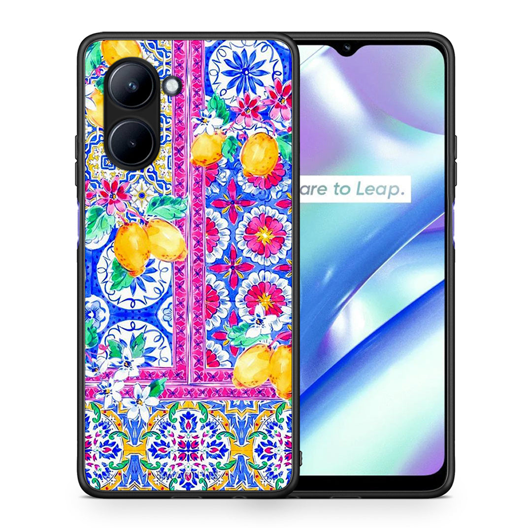 Θήκη Realme C33 Retro Spring από τη Smartfits με σχέδιο στο πίσω μέρος και μαύρο περίβλημα | Realme C33 Retro Spring Case with Colorful Back and Black Bezels