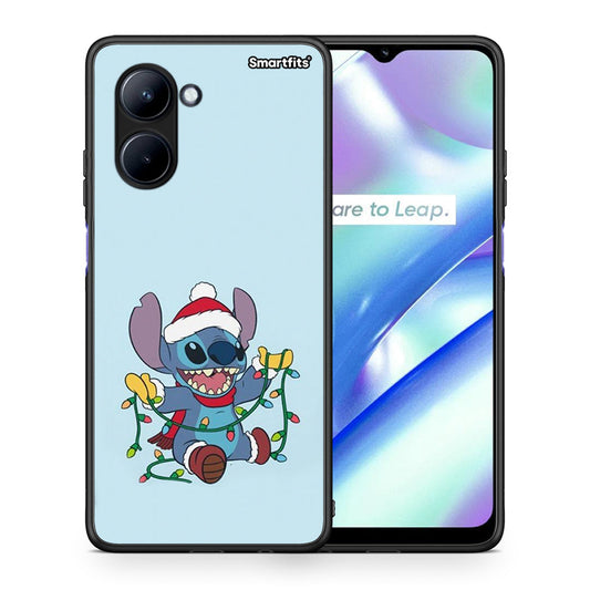 Θήκη Realme C33 Santa Stich από τη Smartfits με σχέδιο στο πίσω μέρος και μαύρο περίβλημα | Realme C33 Santa Stich Case with Colorful Back and Black Bezels